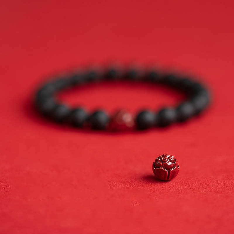 8mm Cinnabar Cypress Healing Bracelet for Calmness