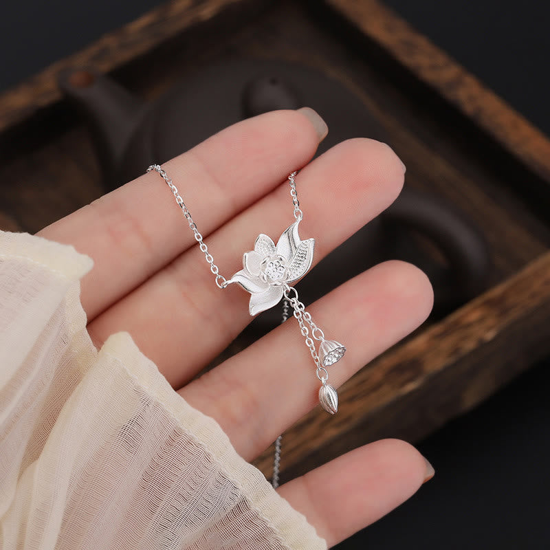999 Sterling Silver Lotus Flower Pod Enlightenment Necklace