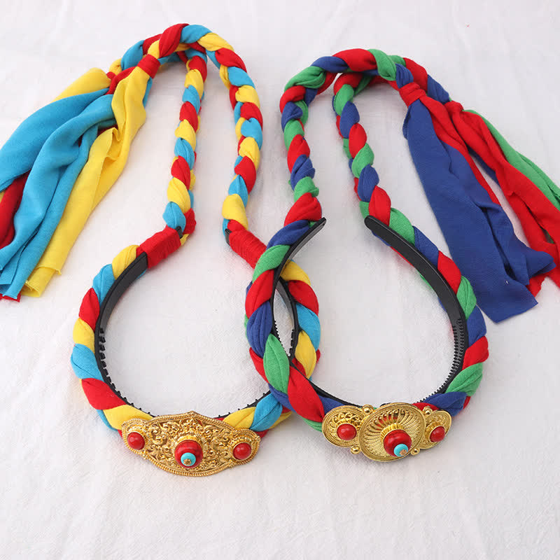 Copper Spiritual Hair Accessories with Colorful Tibetan Tassel Beads