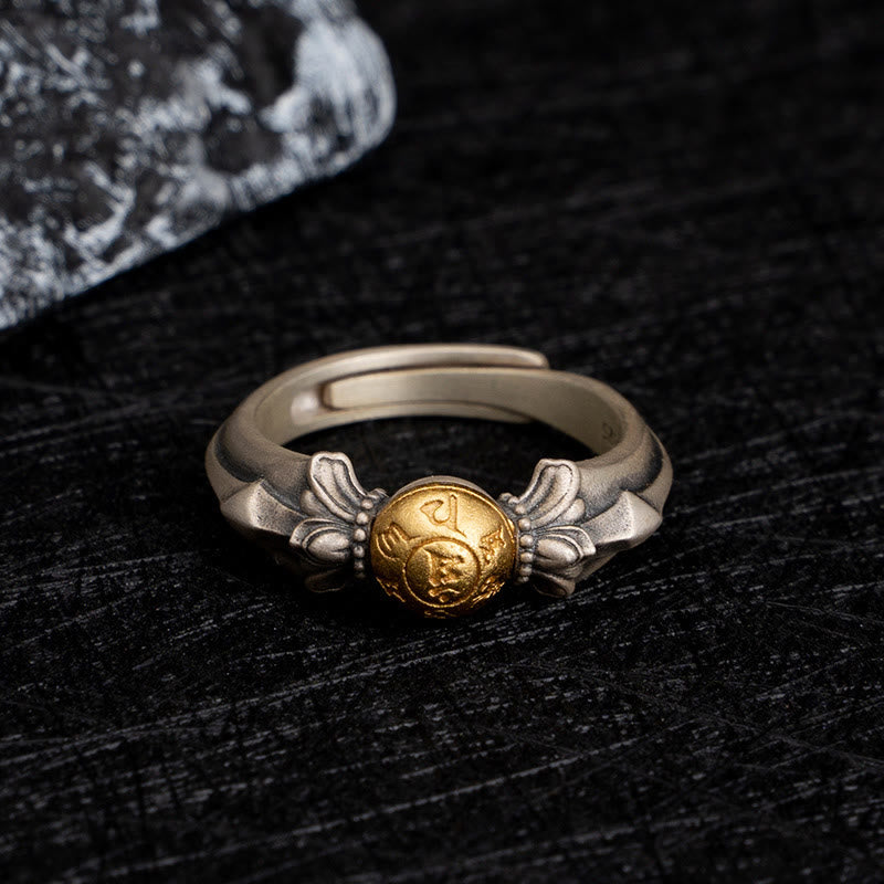 Adjustable 925 Sterling Silver Om Mani Padme Hum Mantras Ring