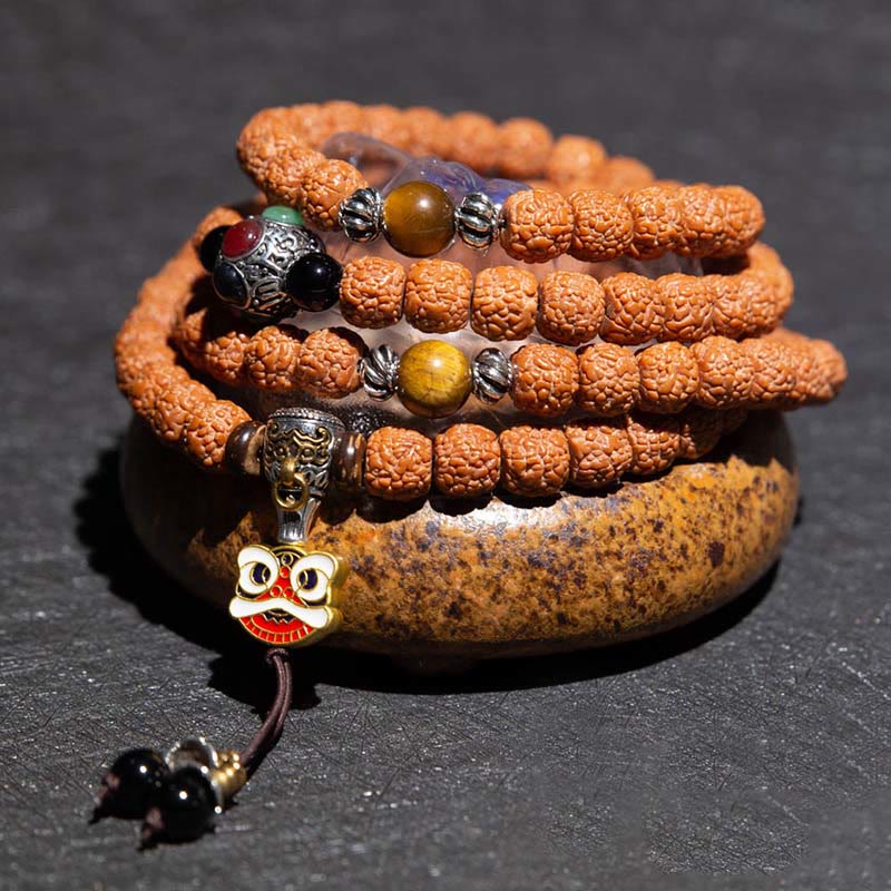 Tibet 108 Beads Bodhi Seed Zodiac Charm Mala Bracelet