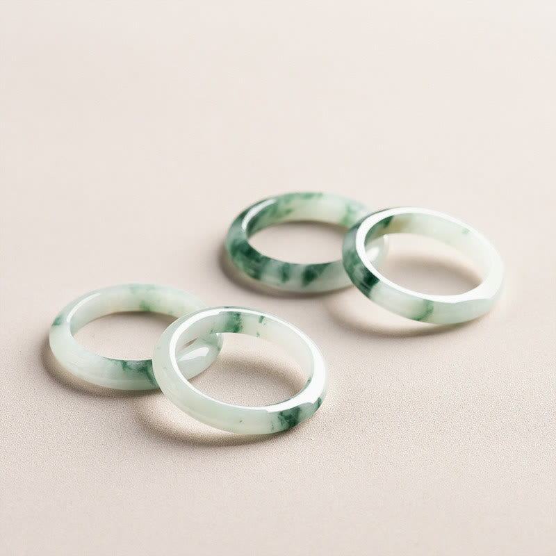 Natural Green Jade Ring for Luck and Abundance 17mm