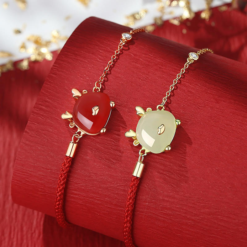 Sterling Silver Dragon Jewelry with Hetian Jade & Red Agate