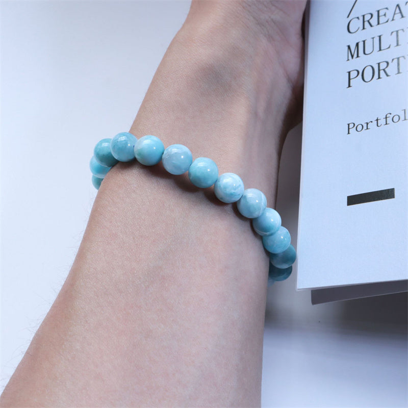Larimar Wisdom Confidence Bracelet 8mm Natural Stone