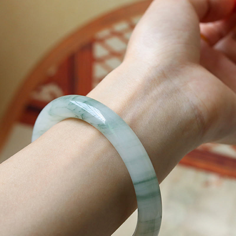 Natural Jade Luck Prosperity Bangle Bracelet 56mm