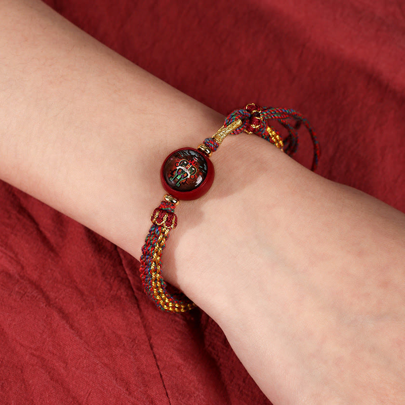 Colorful Rope Cinnabar Thangka Blessing Bracelet