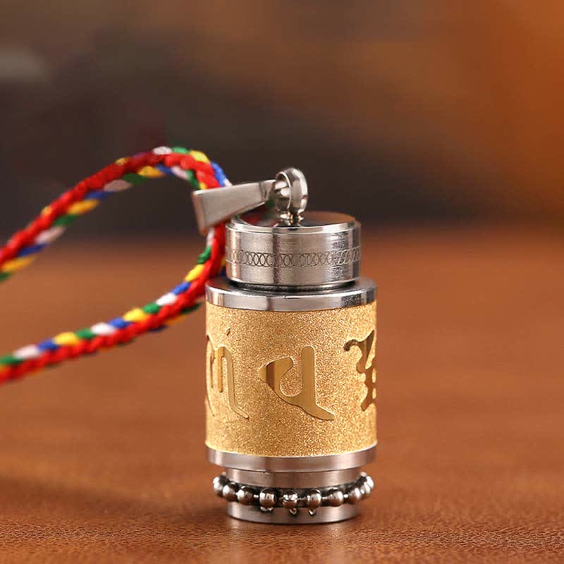 Om Mani Padme Hum Titanium Steel Wisdom Pendant 1.2cm