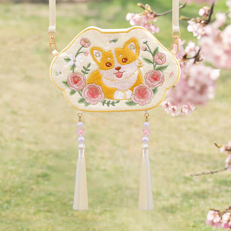 Cute Animal Hanfu Bag Embroidery | Lucky Panda Cat Shoulder Bag