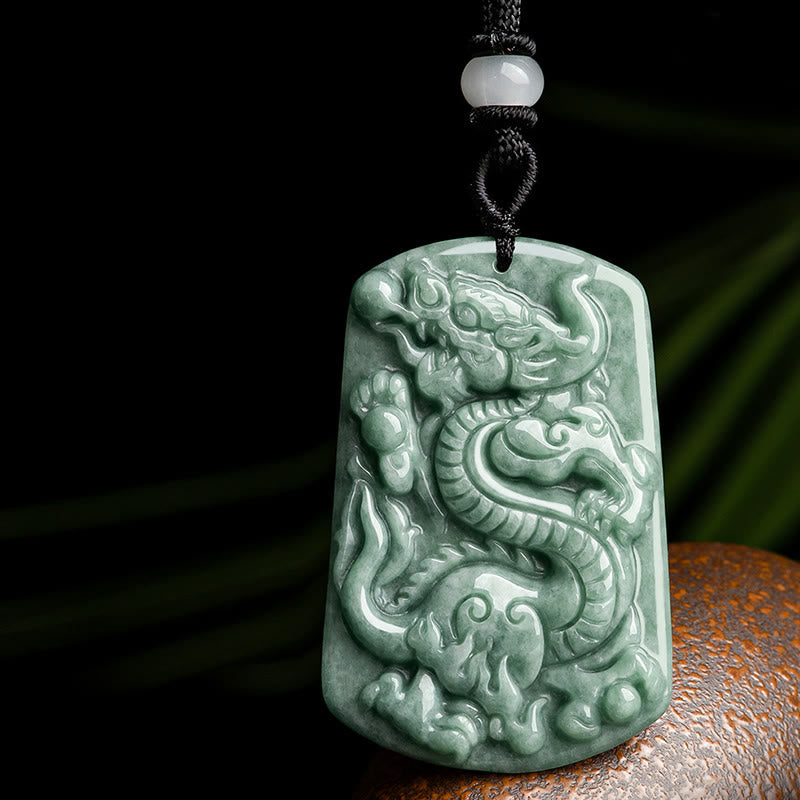 Jade Dragon Necklace for Success & Protection Pendant