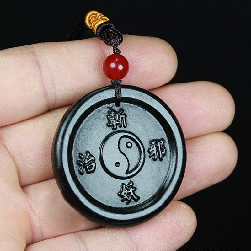 Cyan Jade Yin Yang Necklace for Success and Harmony