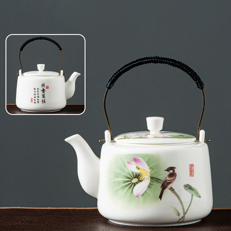 Vintage Ceramic Dragon Mountain Fisherman Kung Fu Teapot 600ml