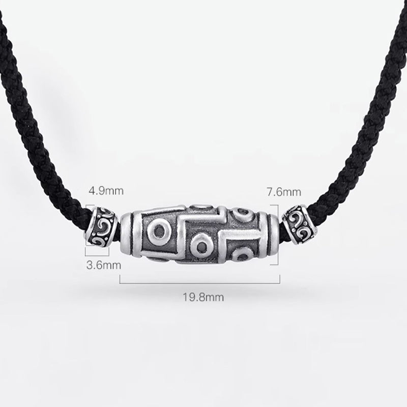 Sterling Silver Nine-Eye Dzi Bead Spiritual Protection Necklace