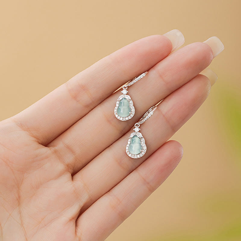 Green Jade Gourd Drop Earrings for Abundance & Prosperity