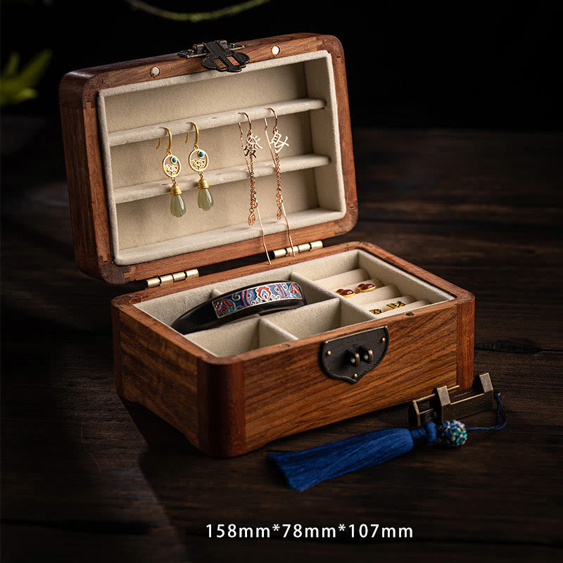 Rosewood Jewelry Storage Box with Floral Pattern | Zen Decor