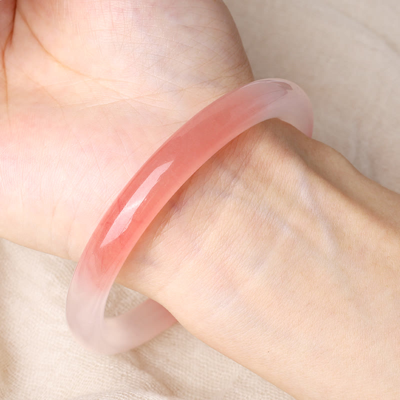 8mm Pink Golden Silk Jade Wealth Bracelet Bangle