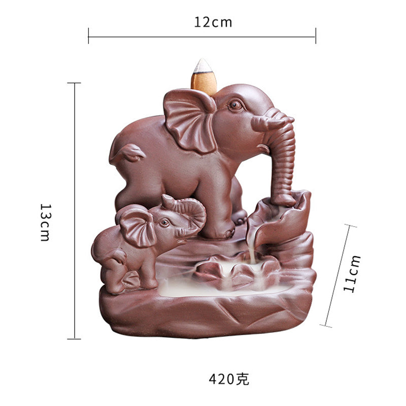 Tibetan Elephant Purple Clay Backflow Incense Burner