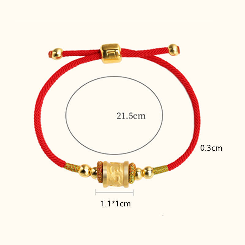 Om Mani Padme Hum Bracelet in Sterling Silver with Lucky Red String