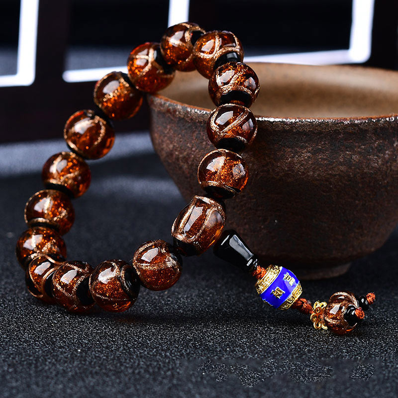 Tibetan Dragon Vein Agate Healing Bracelet 14mm