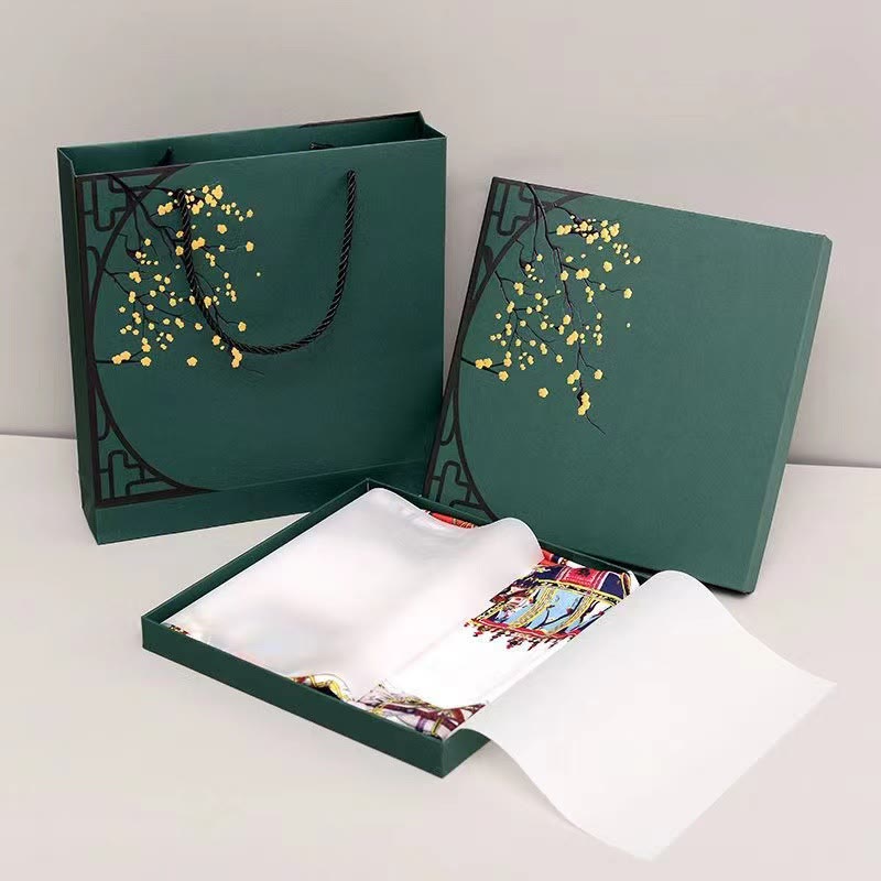 6cm x 125cm Mulberry Silk Twilly Scarf | Dunhuang Frescoes Sunset Pattern