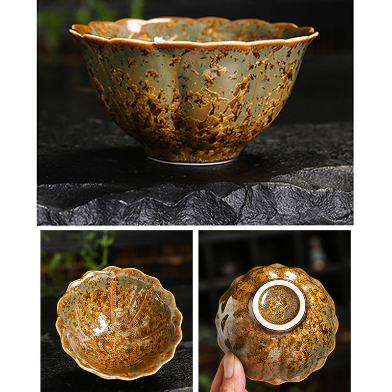Colorful Brown Ceramic Chinese Tea Cup Bowl 210ml Size
