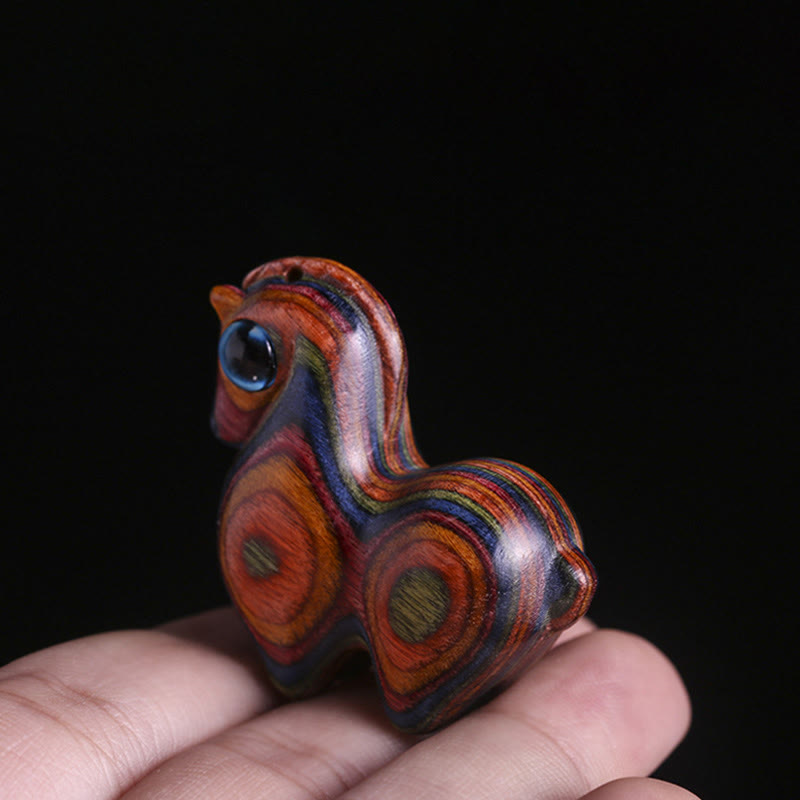 Medium Small Leaf Red Sandalwood Lucky Mini Horse Protection Figurine