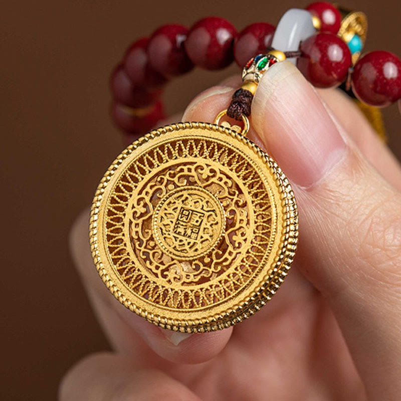 Natural Cinnabar Ruyi Car Hanging Decoration for Peace