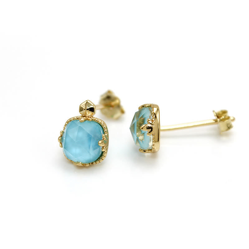 925 Sterling Silver Gold Plated Turquoise Protection Jewelry Set