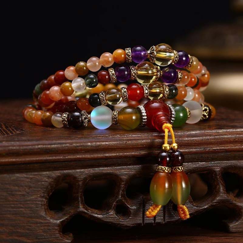 108 Beads Clear Quartz Healing Mala Bracelet for Meditation