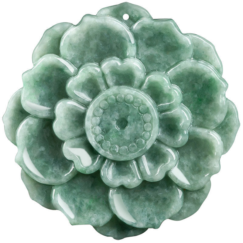Lotus Pattern Jade Necklace for Luck and Prosperity