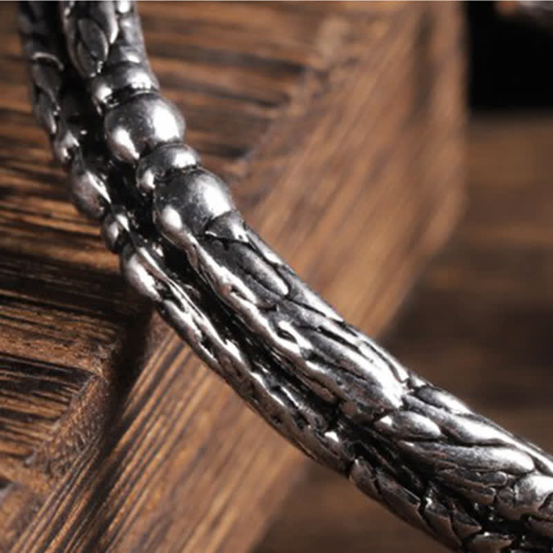 Copper Dragon Bracelet Cuff with Flower Pattern for Balance