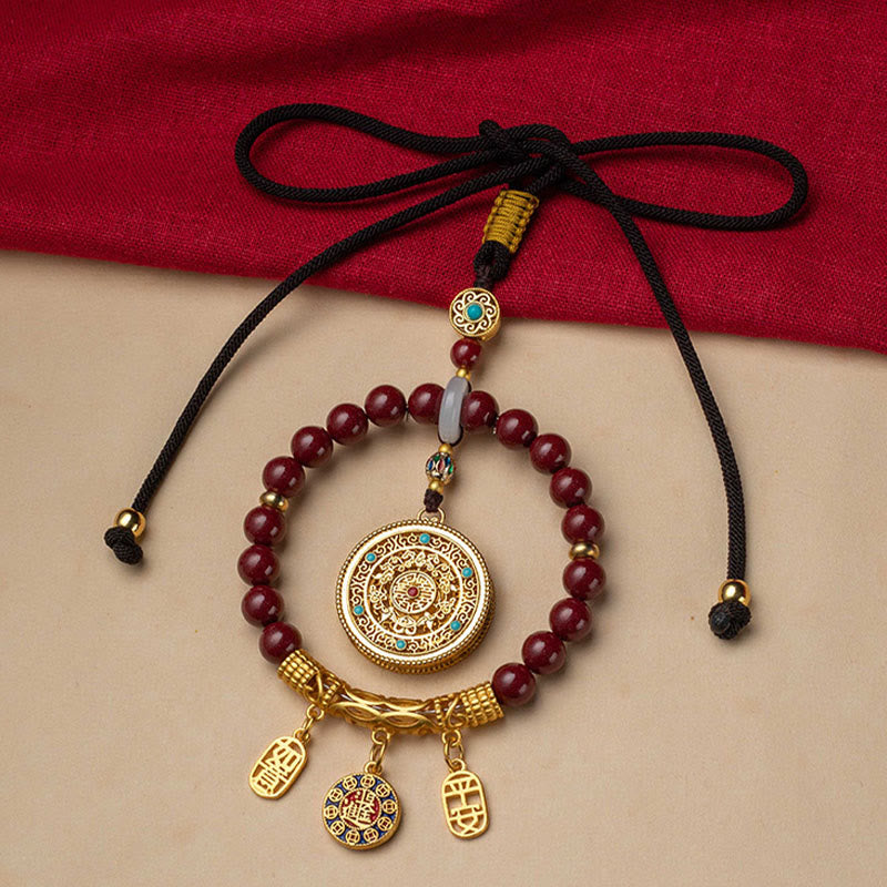 Natural Cinnabar Ruyi Car Hanging Decoration for Peace