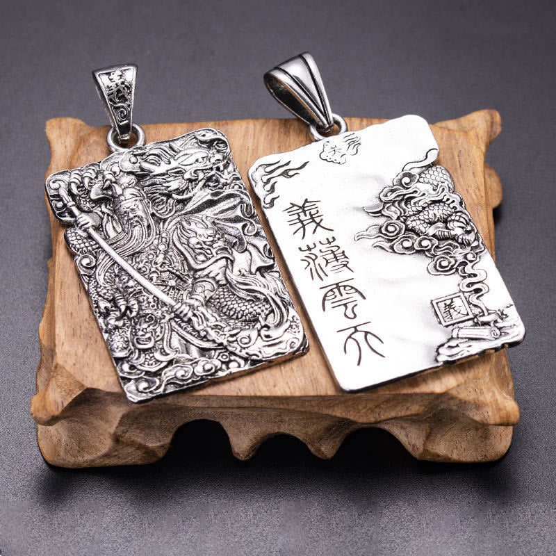 Guan Gong Dragon Auspicious Clouds Necklace Pendant