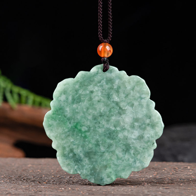 Lotus Pattern Jade Necklace for Luck and Prosperity