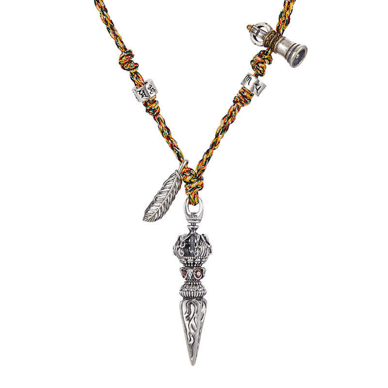 925 Sterling Silver Om Mani Padme Hum Necklace Dorje Vajra Pendant