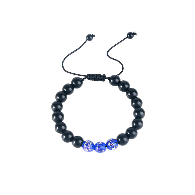 10mm Black Obsidian Strength Bracelet with Glowstone
