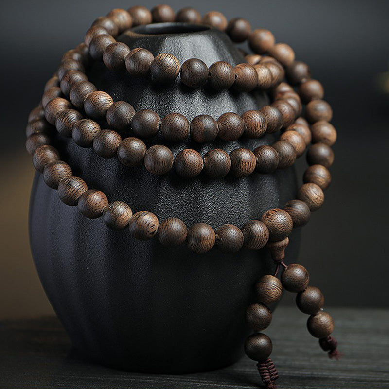 Agarwood 108 Wood Mala Beads Peace Strength Bracelet
