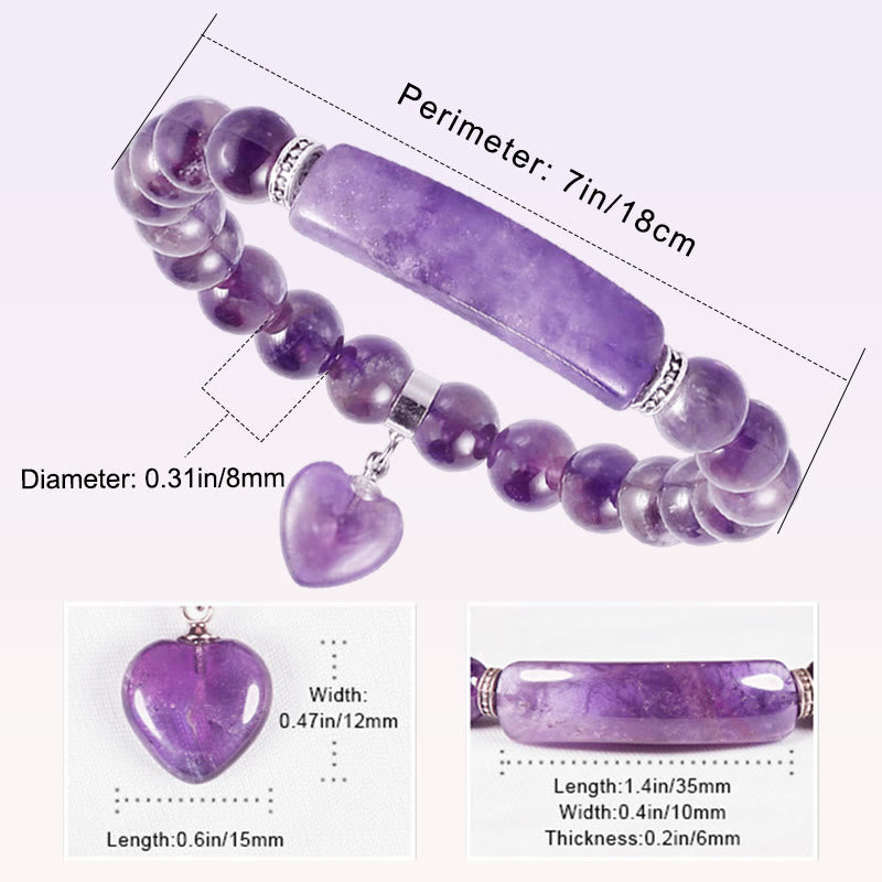 8mm Clear Quartz Love Heart Healing Bracelet for Balance