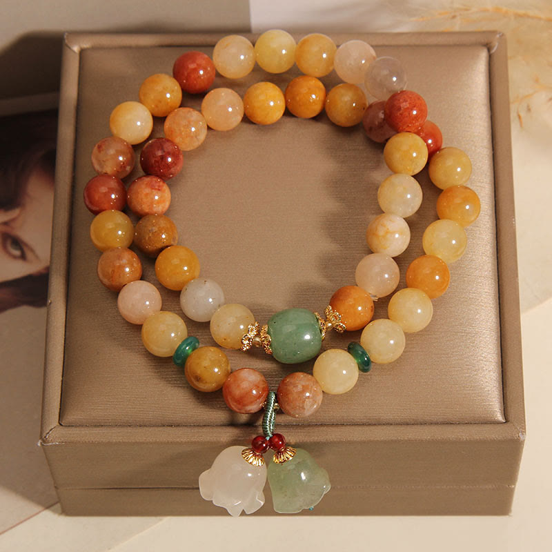 Golden Silk Jade Double Layer Luck Bracelet 8mm