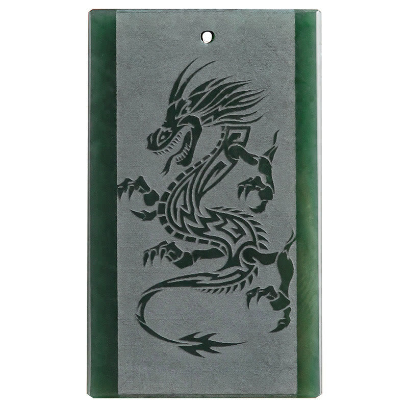 Hetian Cyan Jade Dragon Success Necklace Pendant