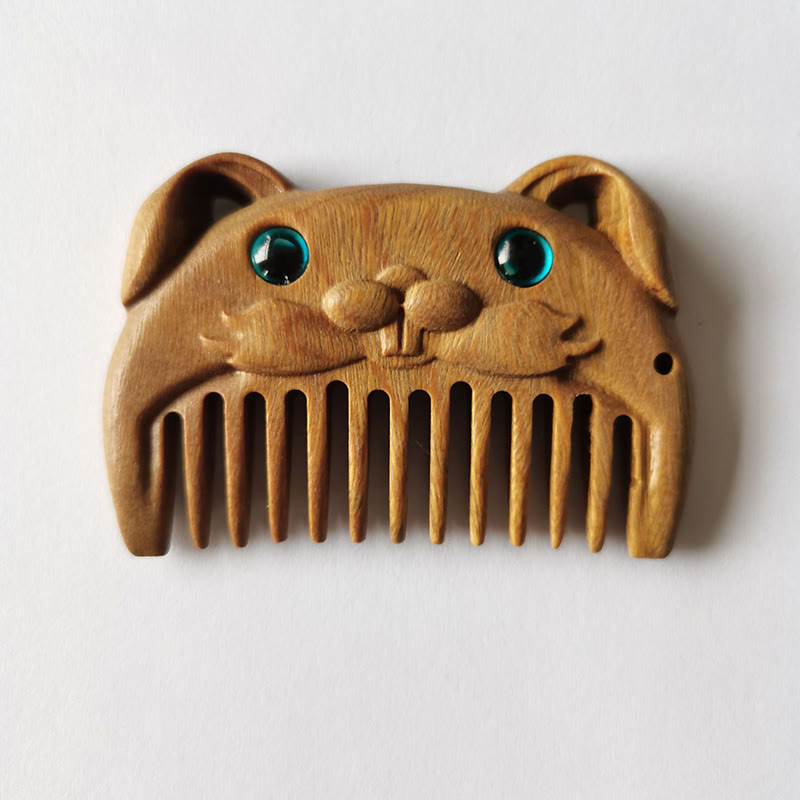 Chinese Zodiac Green Sandalwood Mini Peace Comb
