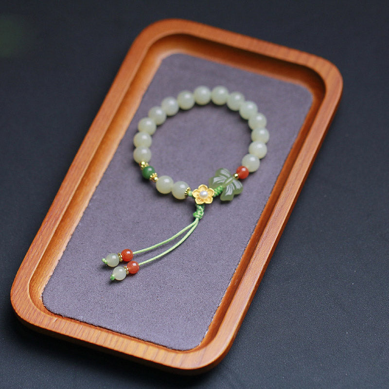 Jade Butterfly Luck Bracelet in 925 Sterling Silver