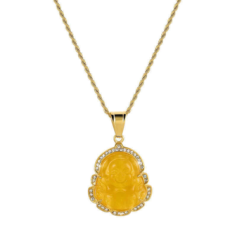 Laughing Buddha Feng Shui Jade Prosperity Necklace