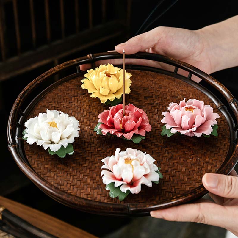 Tibetan Lotus Blessing Ceramic Stick Incense Holder