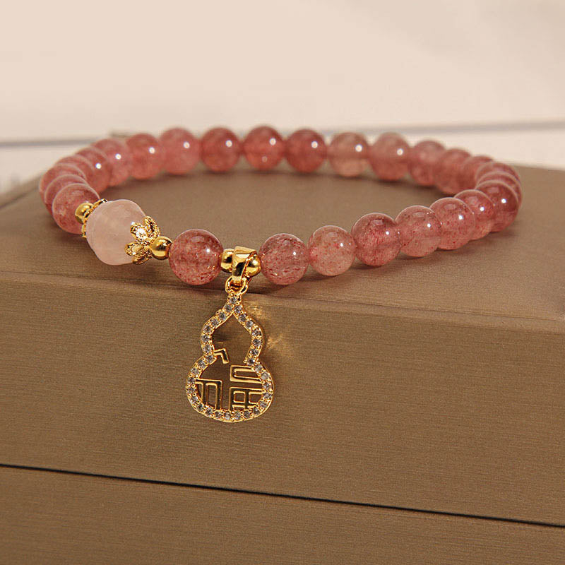 Strawberry Quartz Positive Energy Bracelet with Fu Charm