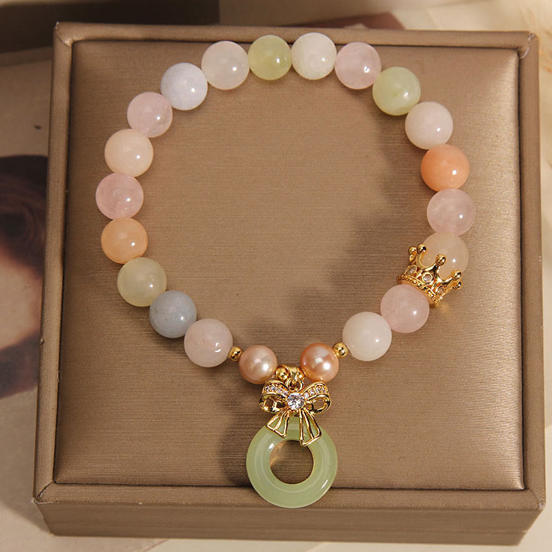 Morganite Peace Buckle Jade Bracelet for Confidence & Calm
