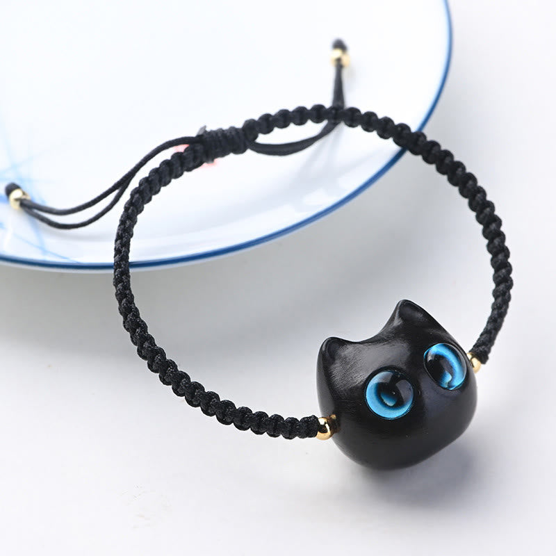 Unisex Small Leaf Red Sandalwood and Ebony Wood Calm Protection Bracelet