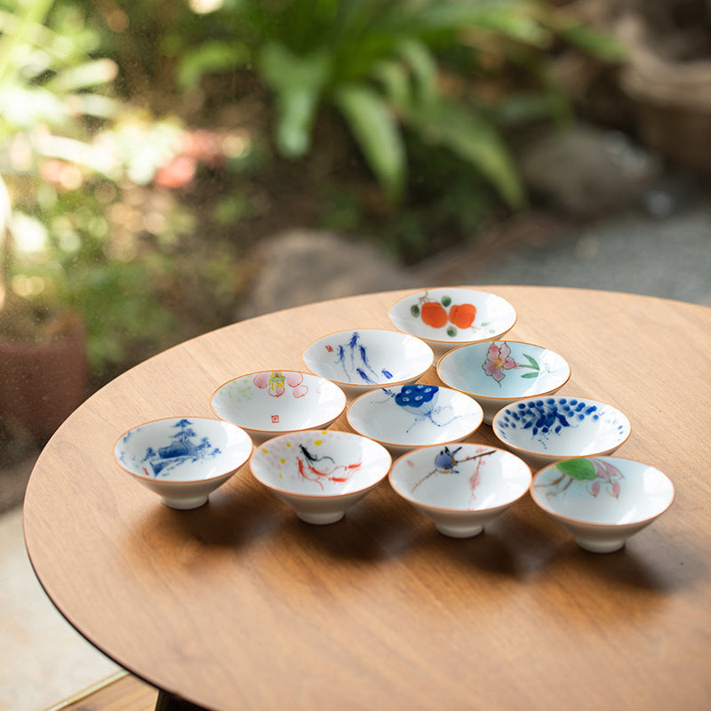 Mandala Koi Fish Lotus Ceramic Tea Cup 50ml Harmony