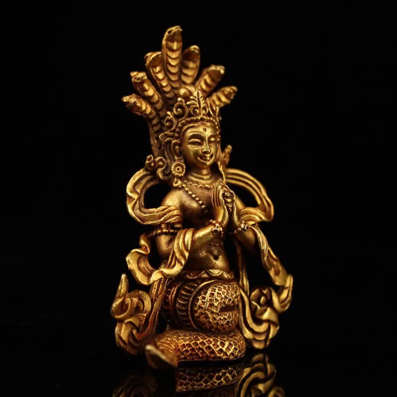 9cm Copper Bodhisattva Nagarjuna Protection Statue