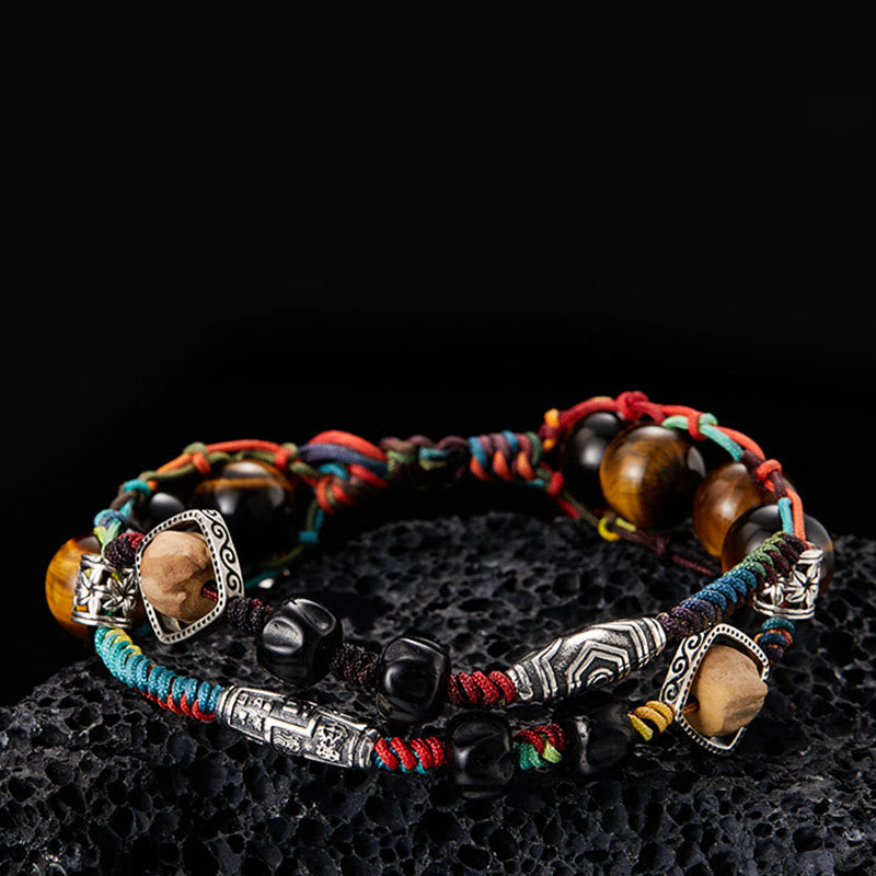 Sterling Silver Tiger Eye Courage Bracelet Handmade Bodhi Seed