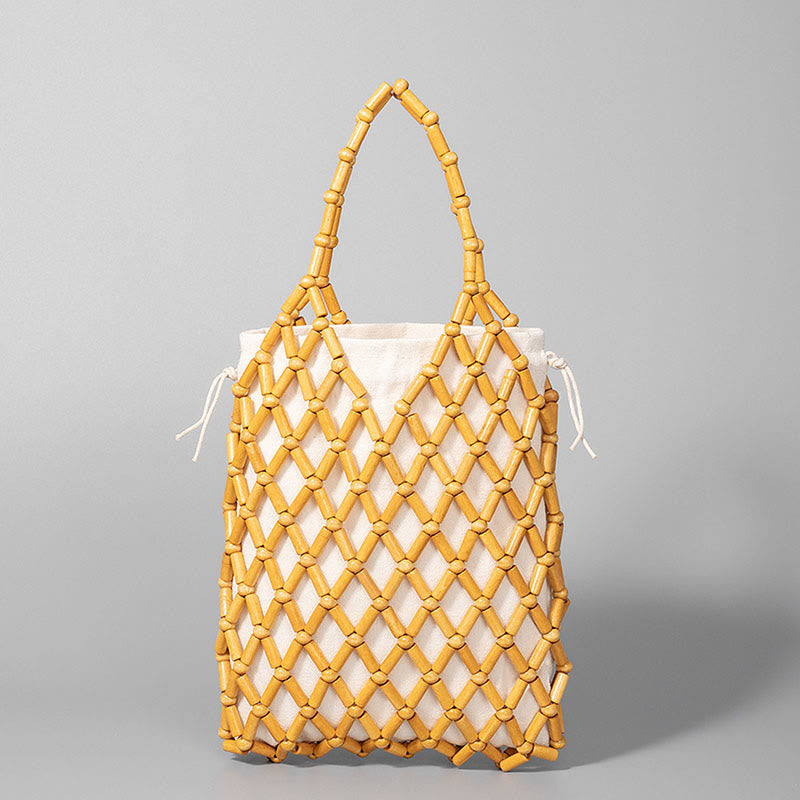 Hand-woven Mesh Hollow Wooden Beads Bag | Spiritual Jewelry